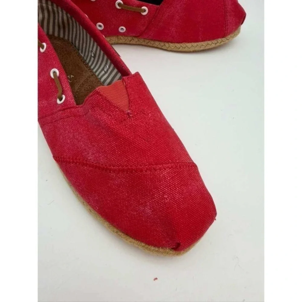 Slip-On Canvas Espadrille Shoes Lightweight Flat Women - Red - Size‎ 38 US 7.5